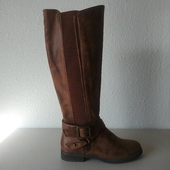 Bullboxer B52 Kayley tan, brown faux leather knee high boots - Picture 4 of 10